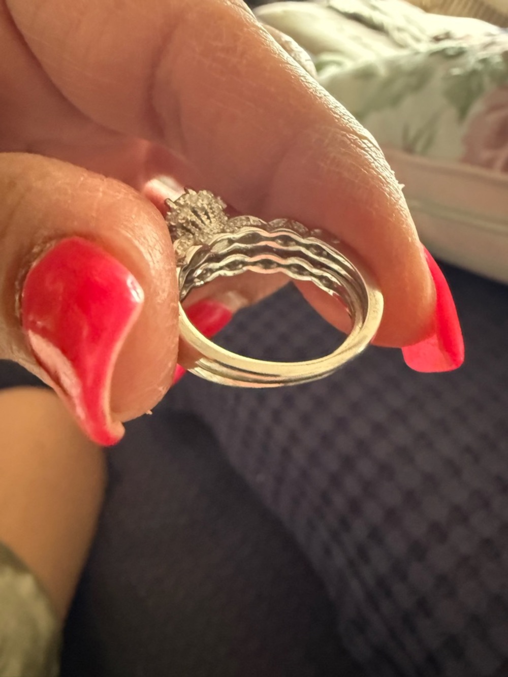 Wedding Ring Set Sterling Silver Zirconia Ring Band - Ginger Lyne Collection - Picture 4 of 4